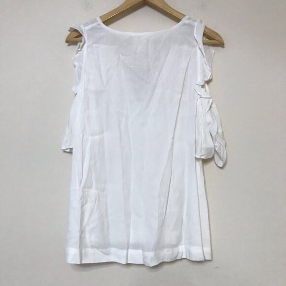new PQ LA cream beige off-white cold shoulder flutter sleeve boho blouse top - Picture 5 of 6